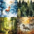 Набор бумаги Horse in Woods 15х15 см для скрапбукинга