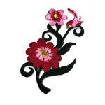 Аппликация Цветы черно-бордовая левая