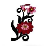 Аппликация Цветы черно-бордовая правая