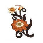 Аппликация Цветы оранжево-коричневые левая