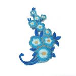 Аппликация Веточка с цветами голубая