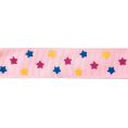 Лента репсовая розовая яркие звезды 25 мм для скрапбукинга