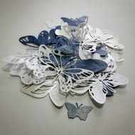 Набор Бабочки - бело-синие оттенки, вырубка из картона