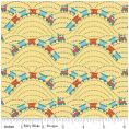 Отрез ткани Поезда на желтом, коллекция Бежать для скрапбукинга